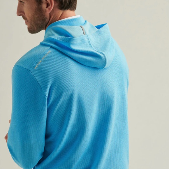 Peter Millar Men's XL Maya Blue Grid Performance Half-Zip Hoodie MSRP $165 - Picture 2 of 10